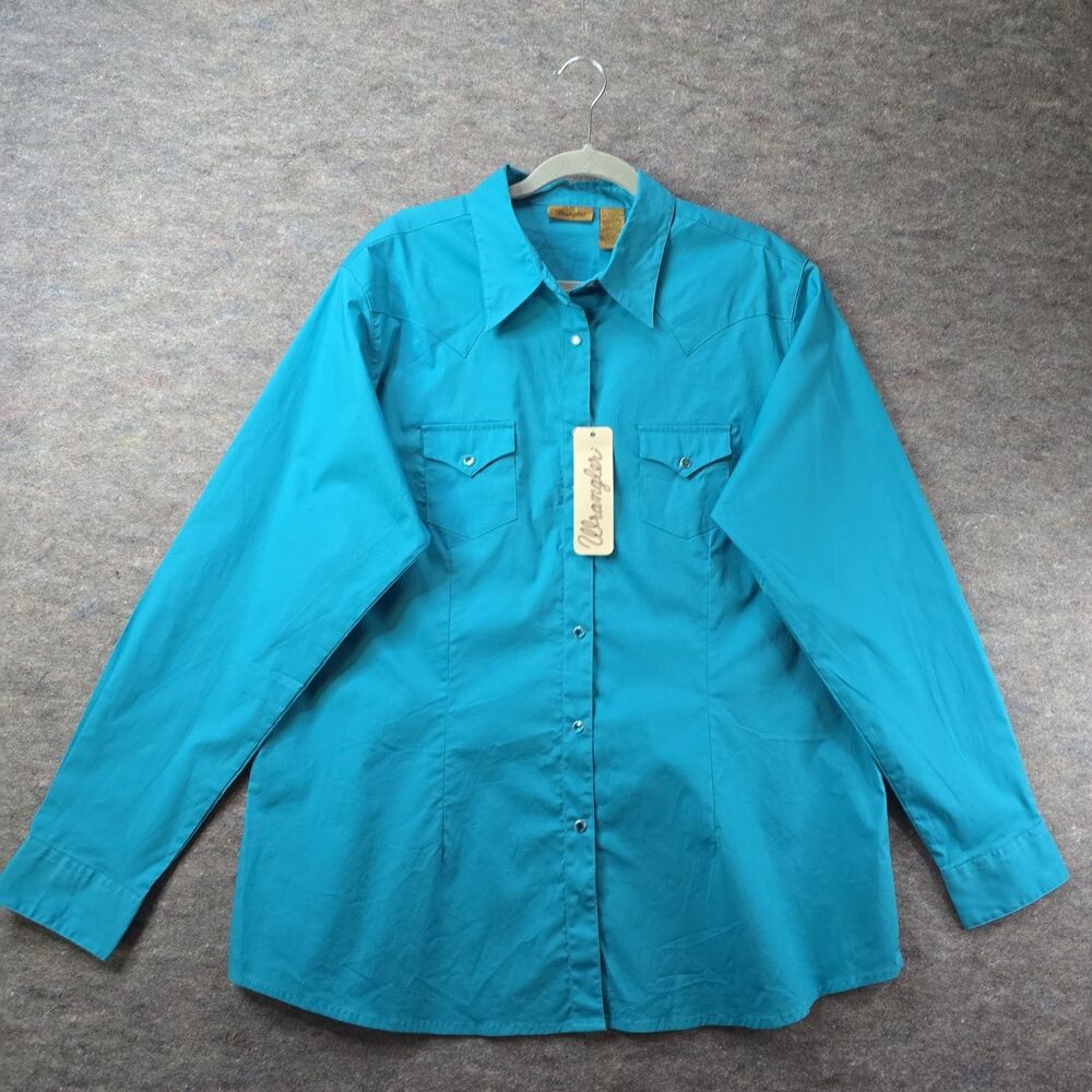 Wrangler Shirt Western Rhinestone Snap Front Long Sleeve Stretch Womens Sz XXL